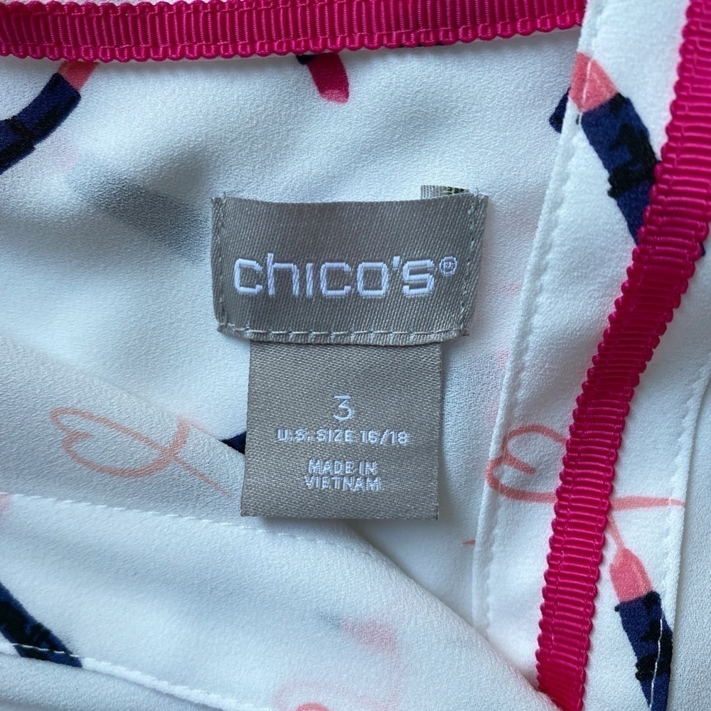 Chico's Women's Lipstick-Print Easy Button Down Shirt, Raspberry - Picture 7 of 15